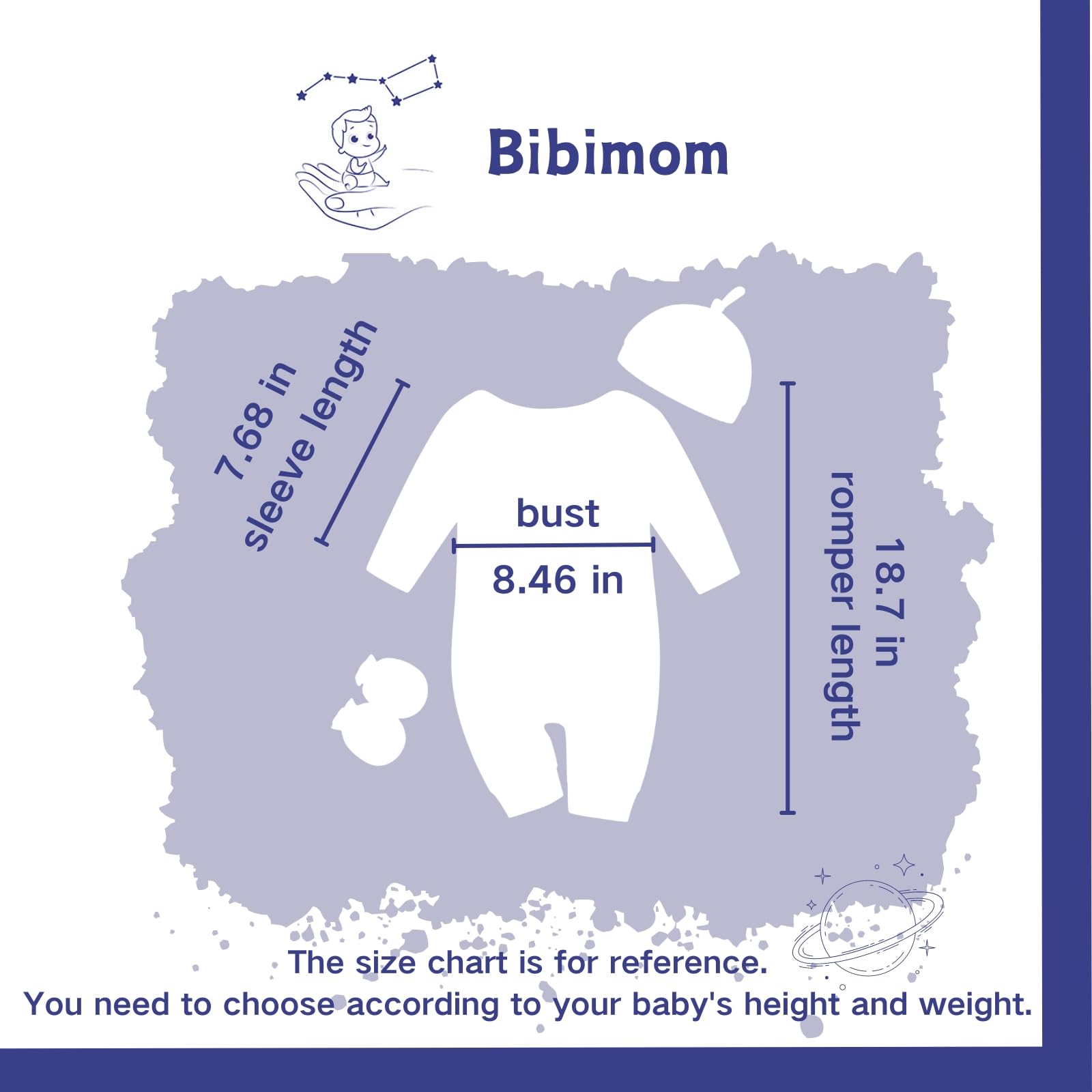 Bibimom Baby Romper with Baby Mittens & Newborn Hats Footless Long Sleeve Solid Onesie Hi Im New Here