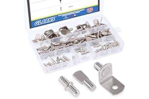 Glarks 110-Pieces Nickel Plated Shelf Bracket Pegs Cabinet Furniture Shelf Pins Support 3 Styles - Silver