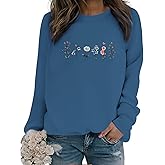 Lytiarul Flower Graphic Sweatshirt for Women Floral Printed Vintage Long Sleeves Shirt Crewneck Hoodie Loose Pullovers Tops