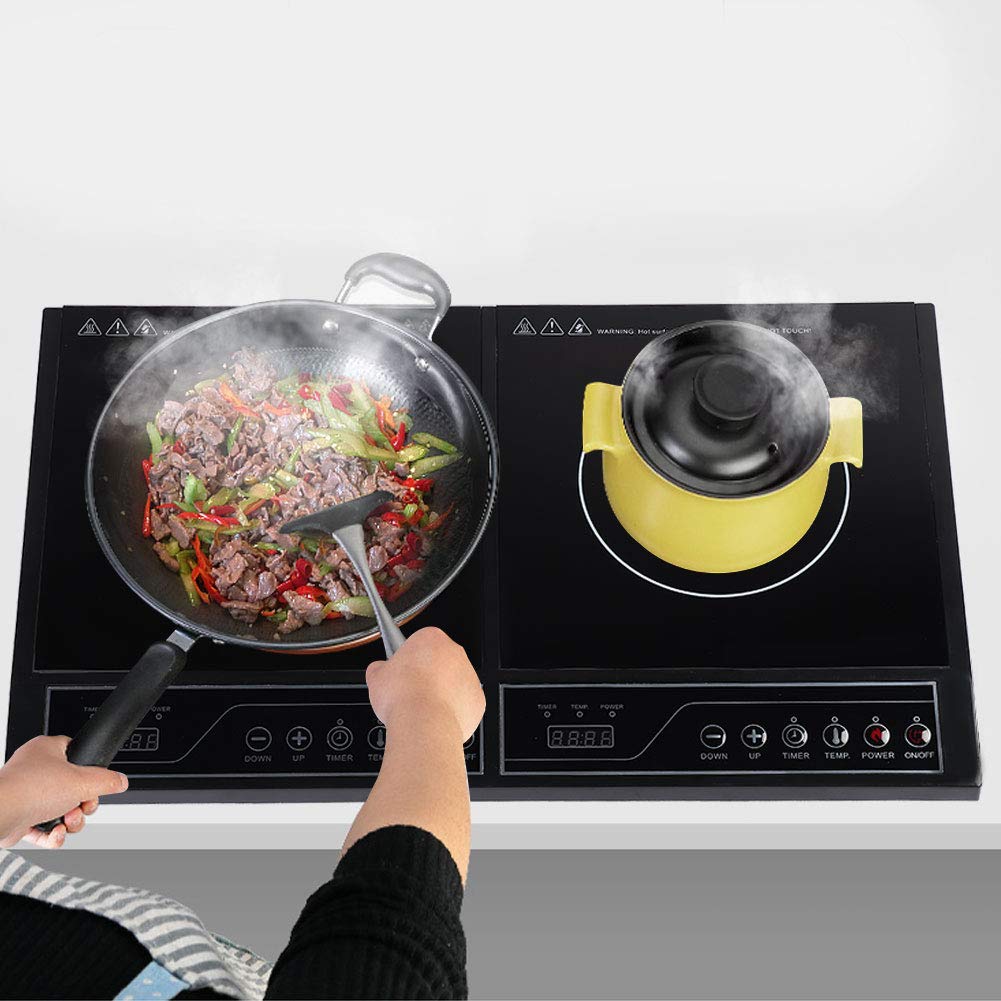 Induction Cooker, 2000W Home Kitchen Electric Double Induction Cooktop Touchpad Induction Cooker Dou