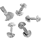 5Pcs Stainless Steel Radius Gauge, Portable Concave Convex External Internal Arc Measuring Tool Radius Fillet Gauge Set R0.3-1.5mm/ R1-6.5mm/ R7-14.5mm/ R15-25mm/ R25-50mm