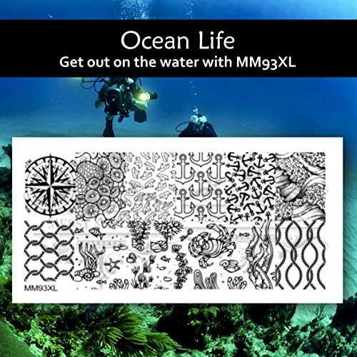 MESSY MANSION MM93XL Ocean Nautical Water Sea themed Nail Art Stamping Plate