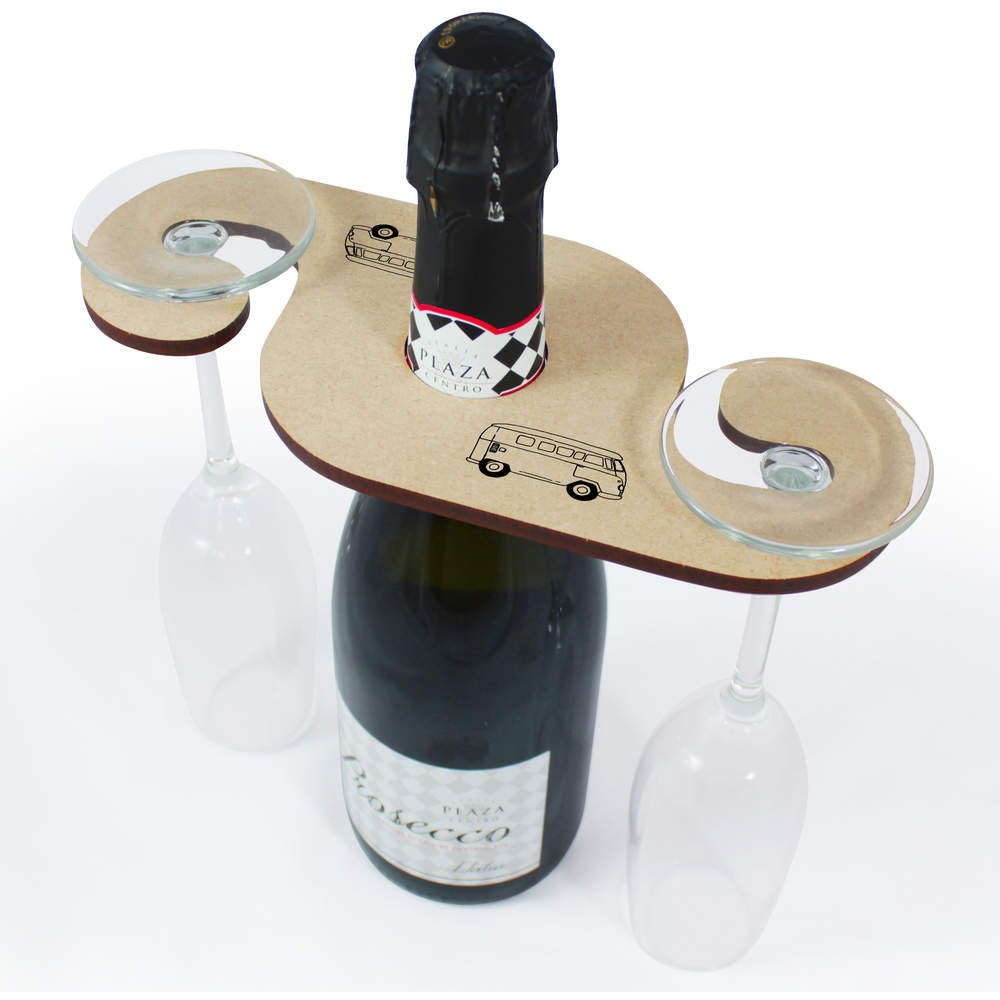 Azeeda 'Campervan' Wooden Wine Glass / Bottle Holder (GH00030103