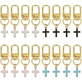 DICOSMETIC 20Pcs 4 Colors Enamel Cross Keychain 1.97" Cross Charms with Swivel Clasps Gold Crosses Car Keys Ring Accessories Cute Purse Charms Alloy Key Ring Charm for Purse Backpack