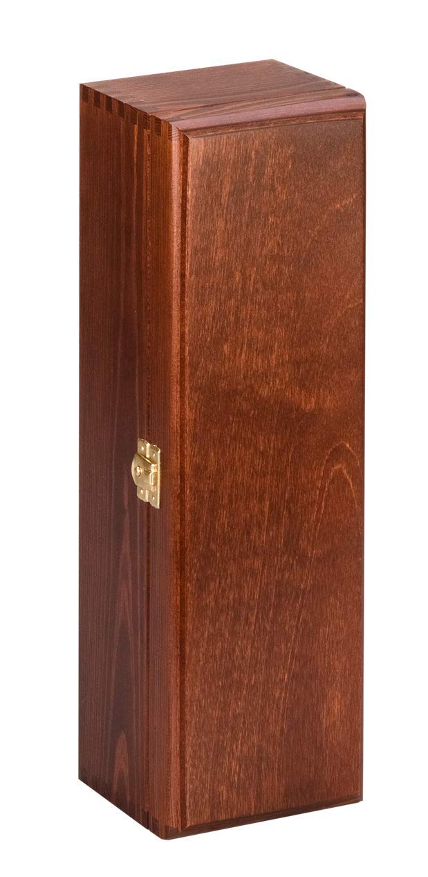 Single Bottle, Wooden Gift Box for Wine, Champagne or Whisky (Brown) Wine NOT Included