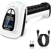 KUIIYER 1D QR 2D Barcode Scanner, Bluetooth Wireless Bar Code Reader | Setting Keypad &amp; LCD Screen Display &amp; AI Voice, Handheld Barcode Reader for iPhone, Android, iPad, Tablet, Computers &amp; POS