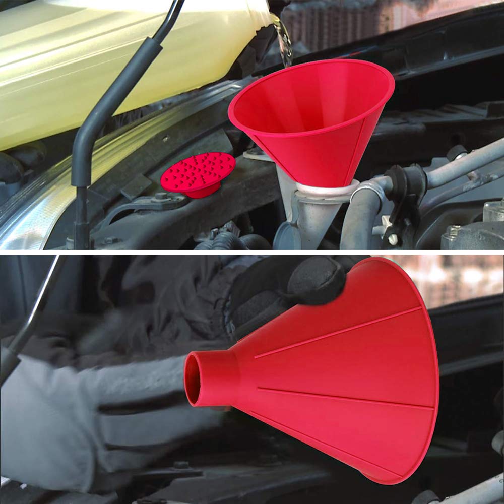 QUEES 2 Pack Ice Scraper Round Car Window Windshield Cone -Shaped 5.7″ Larger Coverage Diameter Snow Funnel Removal Tool with 4 Ice Breakers Red