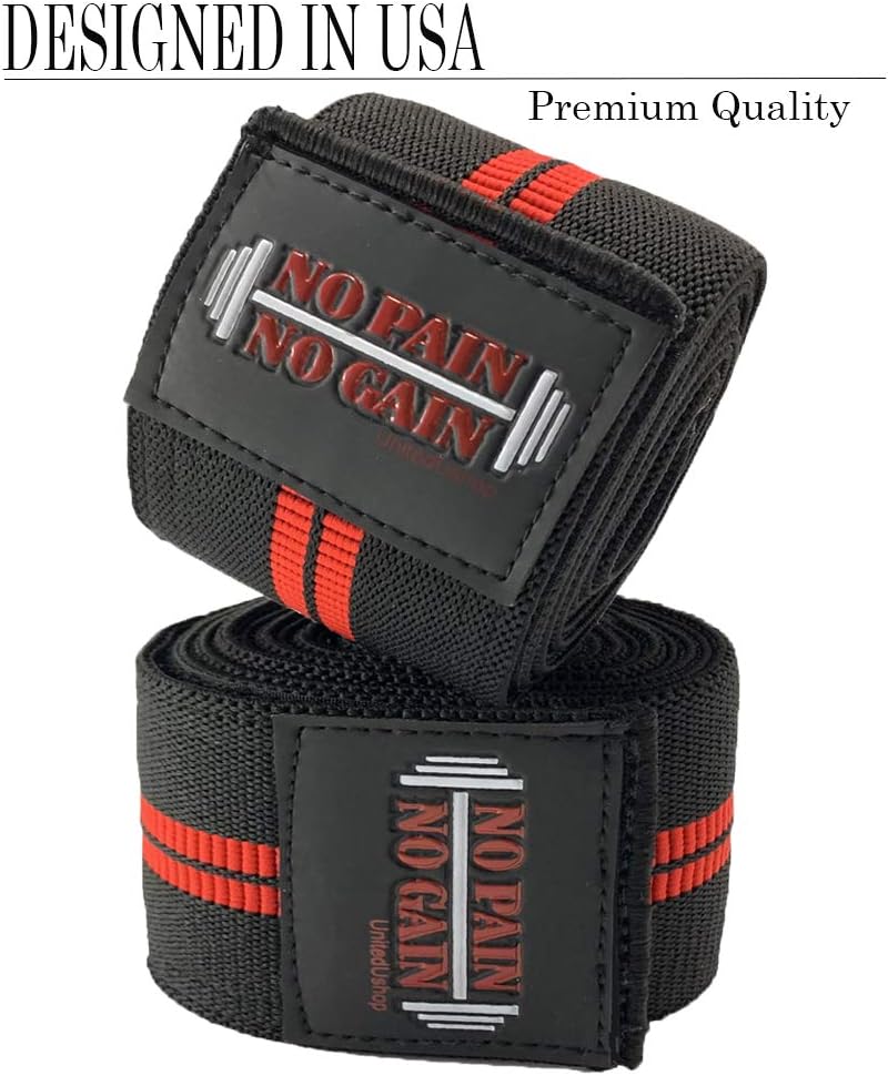 UnitedUshop Heavy Duty 78" Elastic Weightlifting Knee Wraps for Cross Training WODs, Fitness & Powerlifting - Compression Knee Straps for Squats Men & Women