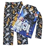 Lego Star Wars Boys 2 Piece Flannel Pajamas (8, Black/blue)