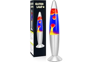 Lazzgan 13.8" Inch Motion Table Lamp, Relaxing Liquid Night Lights with Orange Wax in Purple Blue Liquid for Adults and Children, Amazing Night Light Gifts for Holiday & Birthday