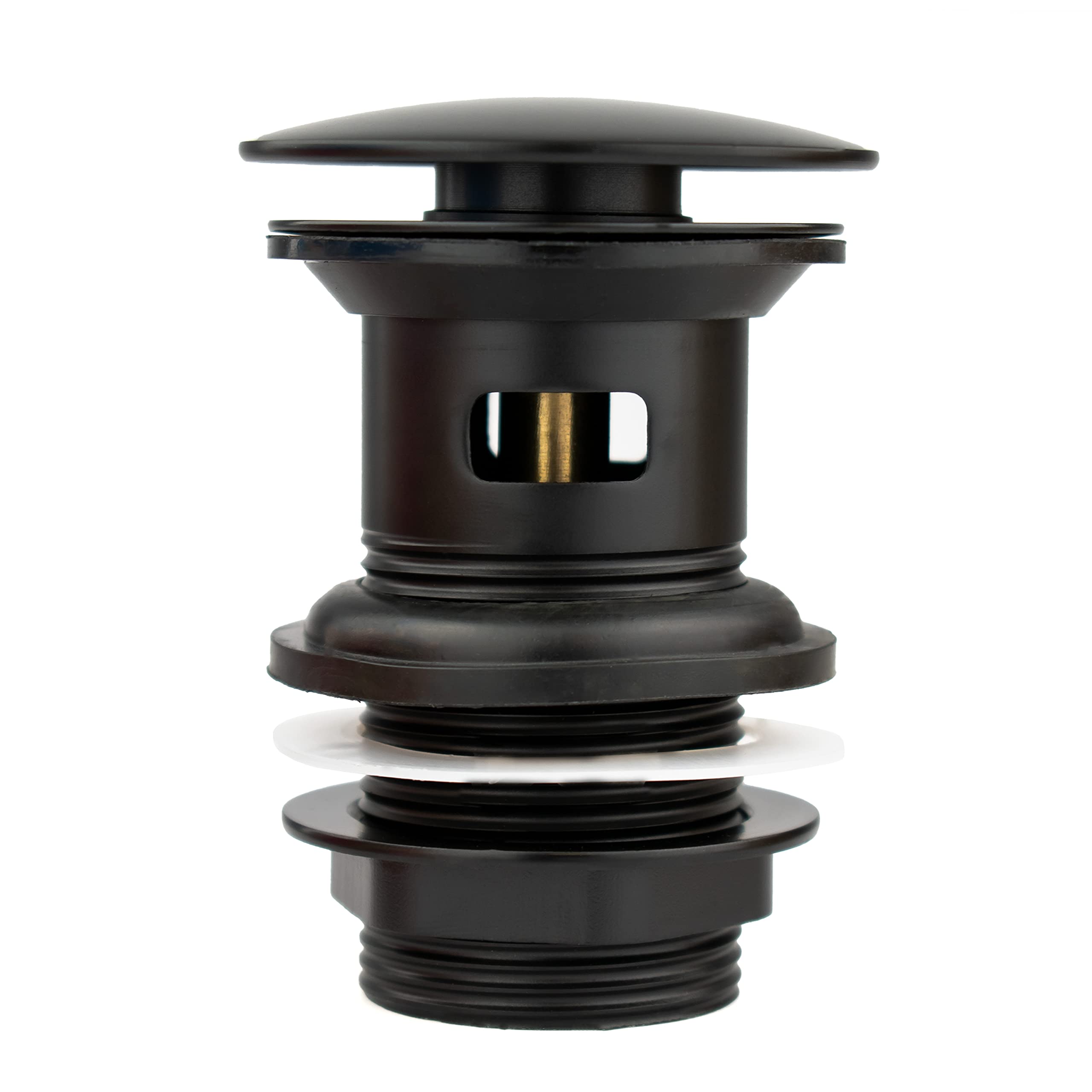 Xcel Home Black Slotted Click Clack Basin Waste - Replacement Dome Shaped Pop Up Bathroom Sink Trap - Quality Solid Brass Construction