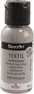 Rayher 38500558 Textil Stoffmalfarbe, Textilfarbe steingrau, Flasche 34 ml, hochdeckend, cremige Acrylfarbe speziell für Textilien, waschfest