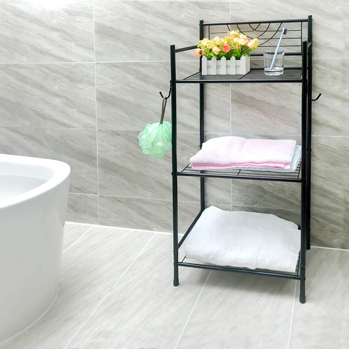 Kimzda 3Tier Metal Shelf Free Standing Bathroom Tower