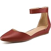 DREAM PAIRS Women's Low Wedge Round Toe Ankle Strap Dress Comfortable Casual Flats Shoes