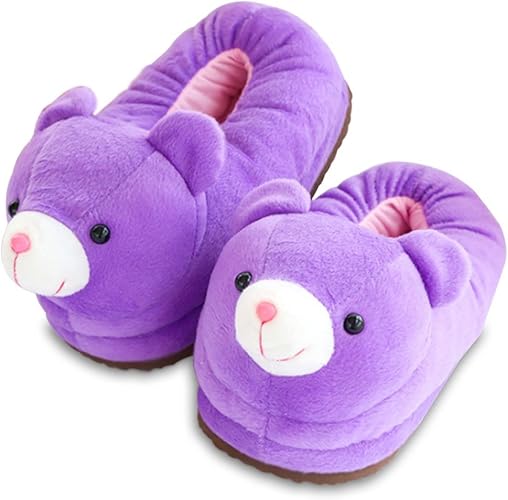 Amazon 桜の雪 かわいい 動物型 厚手 滑り止め 防寒 かかと付き レディーズ ルームシューズ 冬室内履き プレゼント 熊 桜の雪 スリッパ ルームシューズ