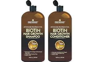 First Botany, Biotin Hair Growth Shampoo Conditioner Anti Hair Loss Thickening formula Collagen & Stem Cell For Hair Regrowth Anti Thinning Sulfate Free For Men Women Anti Dandruff Treatment 16 oz x2
