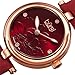 Burgi Diamond Accented Flower Dial Watch - 4 Diamond Hour Markers On Genuine Leather Strap - BUR128