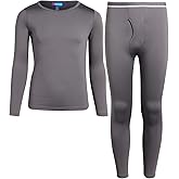 ONLY BOYS Thermal Underwear Set - 2 Piece Brushed Fleece Thermal Top and Long Johns for Boys