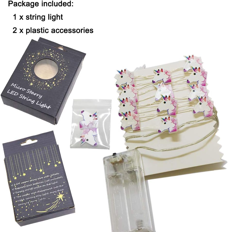 GUOCHENG Unicorn Accessories LED String Fairy Lights 2.2m Waterproof Micro Starry LED String Lights for Christmas Wedding Party Kids Children Bedroom(Unicorn) - Image 3