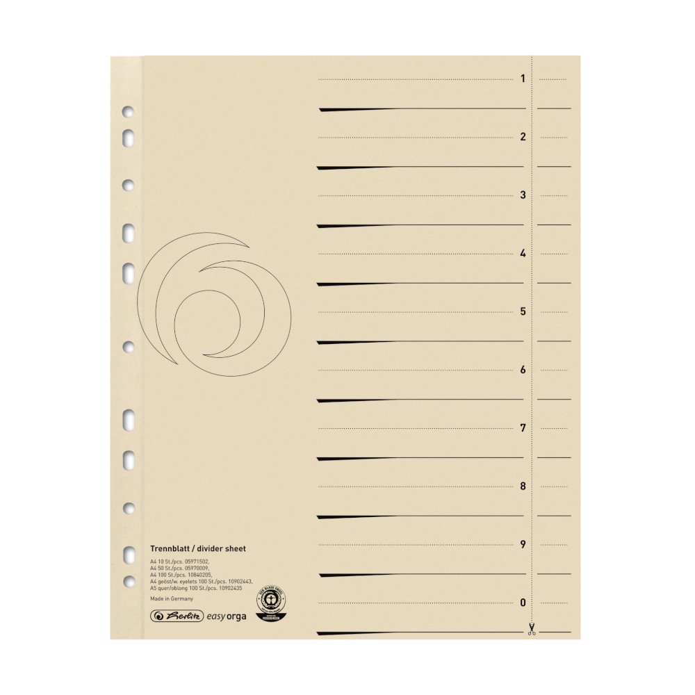 Herlitz A4 Manilla Divider - Beige