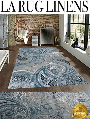 LA Interiors Blue Black Grey Gray White Persian Traditional Transitional Brand New Multi Floral Pattern Polyester Rug Carpet Area Rug (8x10 Feet)