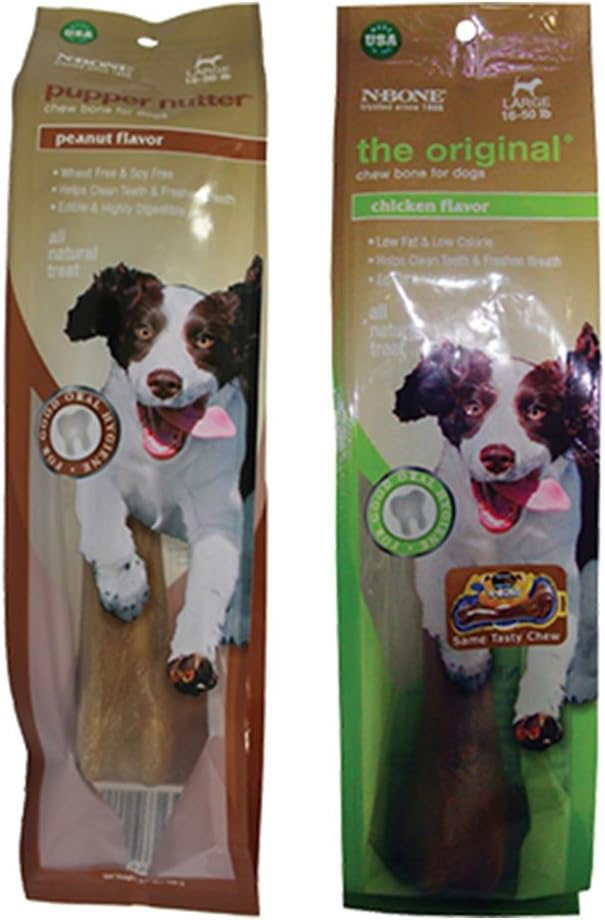 NBone Bundle Large Size Dog Chew Bone 2 Flavor Variety Bundle Includes (1) The