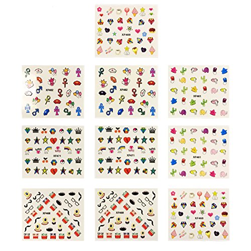 ALLYDREW Nail Art Kit - Funky Nail Stickers Nail Art Kit Nail Decals & Nail Art Stencils Nail Guides