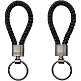 Exodmx 2 Pack Braided Leather Keychain, Handwoven Rope Strap Keychain for Women Men, Leather Keychains for Car Keys