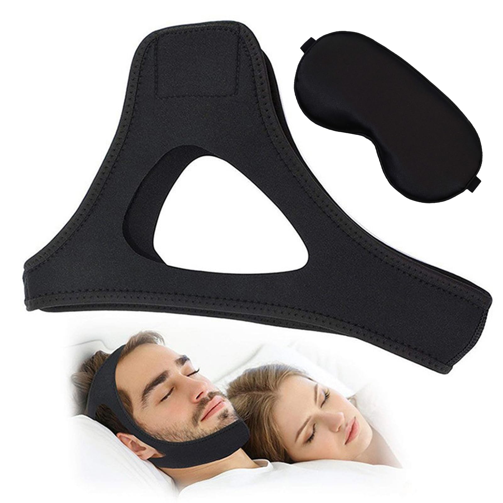 AYNKH Snoring Aids for Men - Airflow Jaw Strap and Sleep Mask Set, Chin Strap for Sleeping, Ideal for Sleep Apnea, Snoring Aids, and Jaw Support