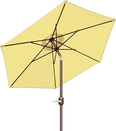 Amazon Com Strong Camel 7 5ft Outdoor Patio Umbrella Table Sunshade Market Umbrella With Crank Beige Garden Outdoor