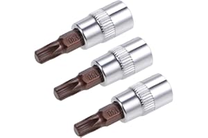 uxcell 3pcs 1/4" Drive x T30 Torx Bit Socket, S2 Steel Bits CR-V Sockets 38mm Length Use with Ratchet Wrench, Slide Bar, Extension Rod