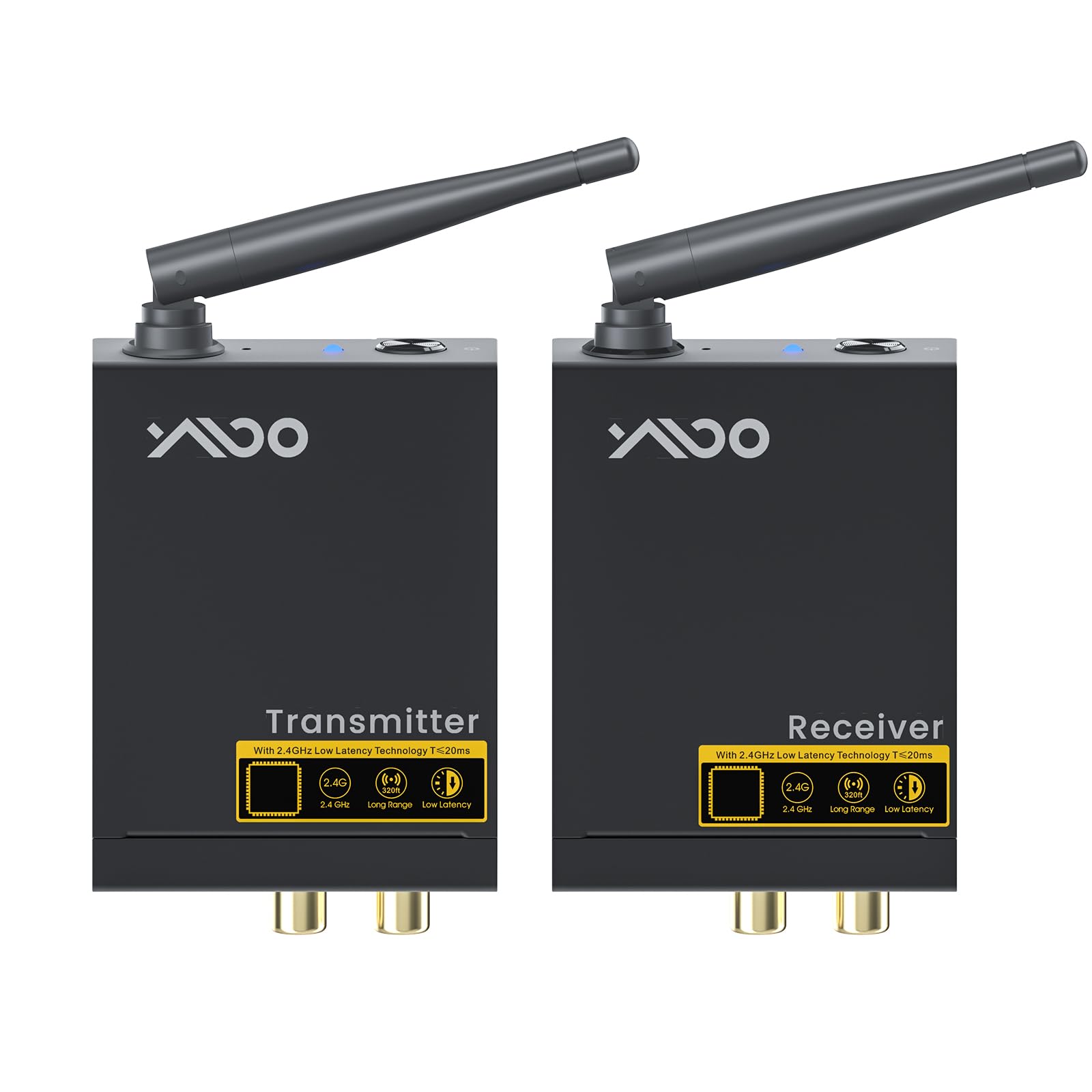 Photo 1 of YMOO 2.4Ghz Wireless Audio Transmitter Receiver,192kHz/24bit HiFi Audio,20ms Ultra Low Latency,320ft Long Range RCA Jack Adapter for Speaker/soundbar to TV/PC/CD Player/Computer/Projector