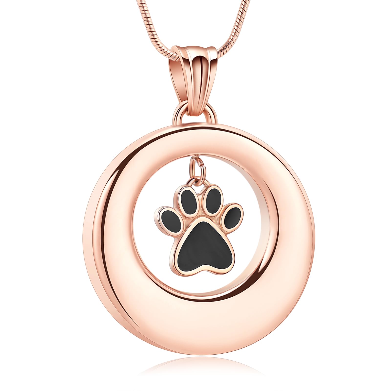 AIWENXI Paw Print Urn Necklace for Dog Ashes Stainless Steel Cat Ash Necklace Circle of Life Eternity Memorial Pendant Ash Jewelry