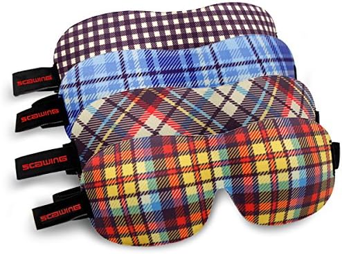 Scawing Luxury Sleep Mask Light Blocking Eye Mask for Sleeping Deeper Contoured Design &amp; Adjustable Strap Insomnia Aid sleep mask &amp; blindfold, super-smooth eye mask 4 PCS