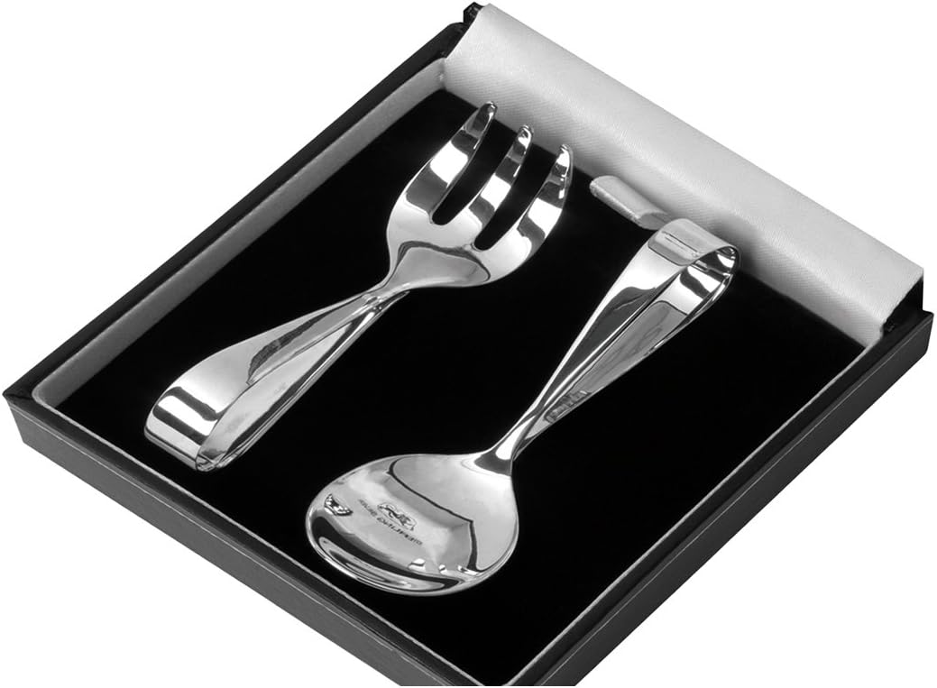 Fine Sterling Silver Baby Loop Spoon and Fork set complete with