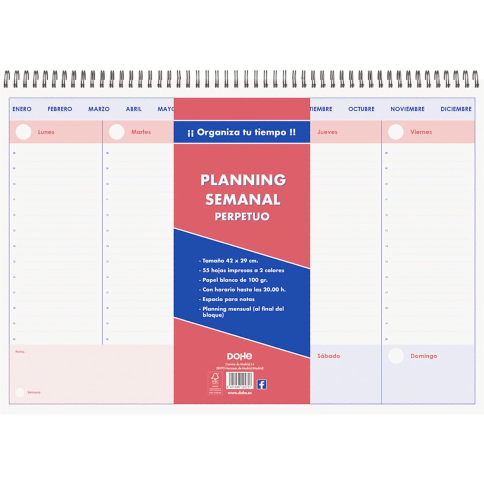 Dohe – Perpetual Weekly Planner – Desktop Weekly Planner – 42 x 29 cm