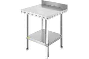 VEVOR Mophorn Stainless Steel Table Work Table 24 x 24 x 34 Inch Commercial Food Prep Worktable Heavy Duty Prep Worktable Metal Work Table with Adjustable Feet for Restaurant, Home and Hotel