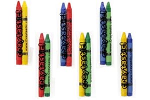 Craytastic! 150 Premium Full-Size Crayons in Individual Cellophane Wrapped Packs (Assorted: Red, Green, Blue, Yellow) Safety Tested Compliant with ASTM D-4236 (300 Total Crayons) (Pack of 2)