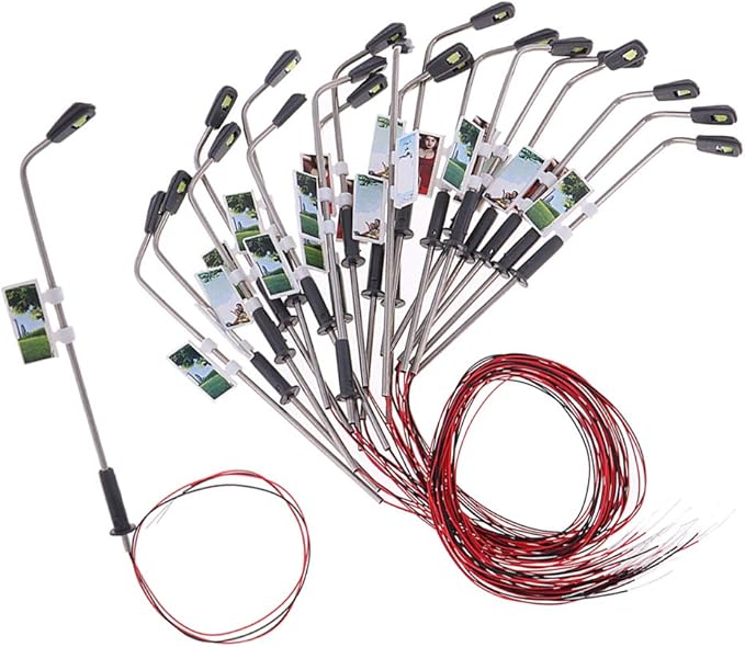 20 Pieces Mini Model Railway Train Lamppost Street Light LEDs Warm