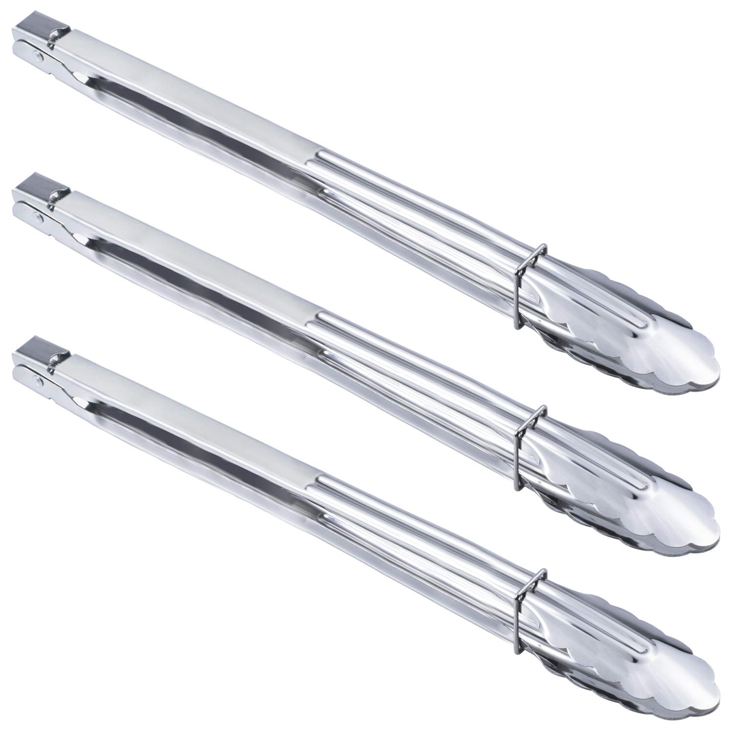 Photo 1 of HINMAY Stainless Steel Cooking Grilling Tongs Extra Long Camp Dutch Oven Tongs for Kitchen and Barbecue Charcoal (16-Inch 3 Pieces)