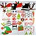 Photo Booth Props, Coxeer 50 Pcs DIY Christmas Photo Booth Reunion Props for New Year Eve Party, Dress Up Costumes with Accessories on a Stick, Mustache, Christmas Hat, Glasses, Lips, Elk Antlers