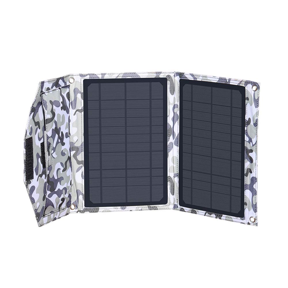 XINPUGUANG Solar Charger 14W Portable Dual USB Outdoor Foldable Solar Panel 5V 3A Output for Smartphone, Tablet, Camera, Power bank, Fan, Camping, Travel Charging (Camouflage)