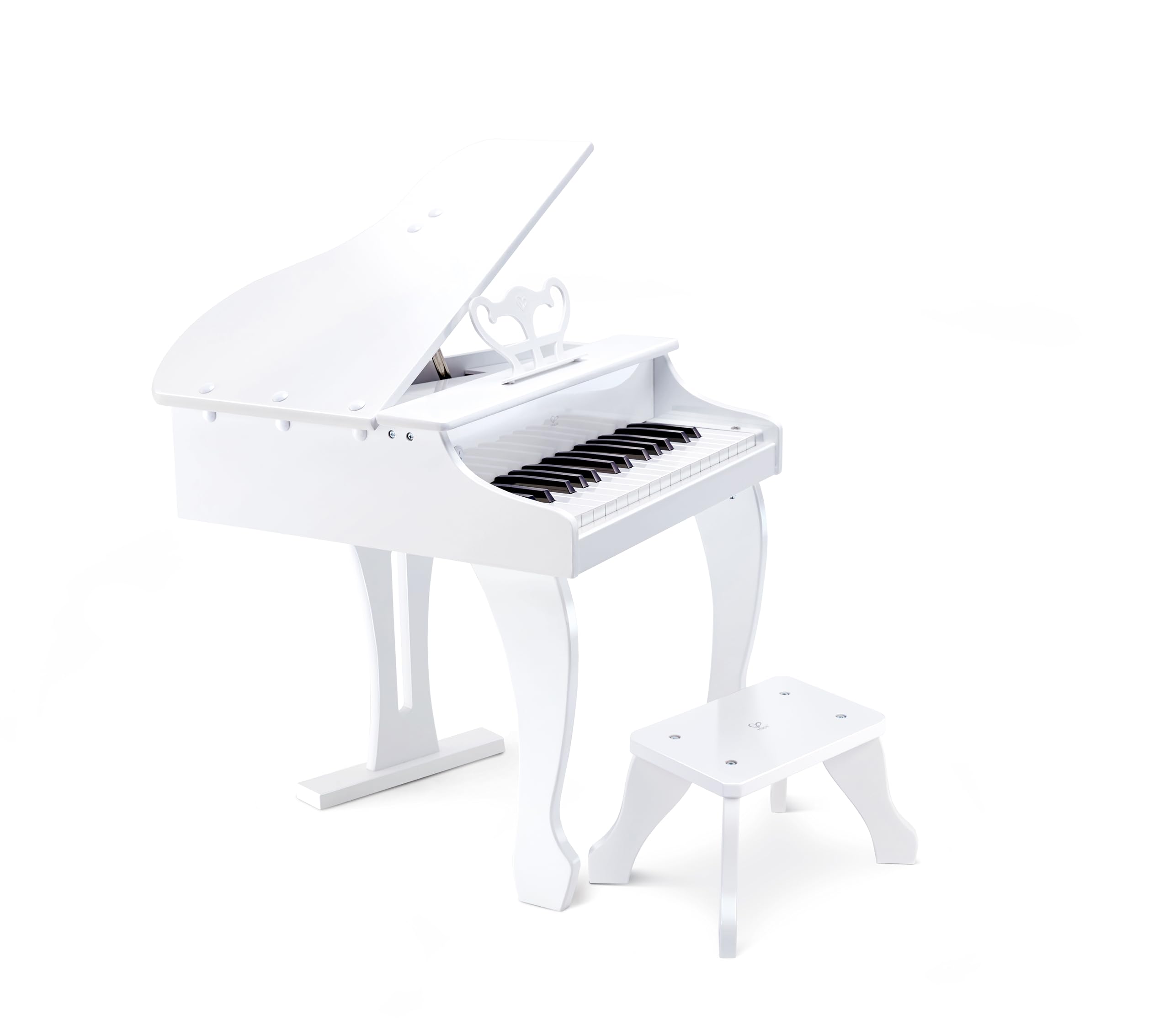 Hape Deluxe White Grand Piano | Thirty-Key Piano Toy with Stool, Electronic Keyboard Musical Toy Set for Kids 3 Years+