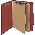 Smead Pressboard Classification File Folder with SafeSHIELD Fasteners, 2 Dividers, 2" Expansion, Letter Size, Red, 10 per Box (14073)