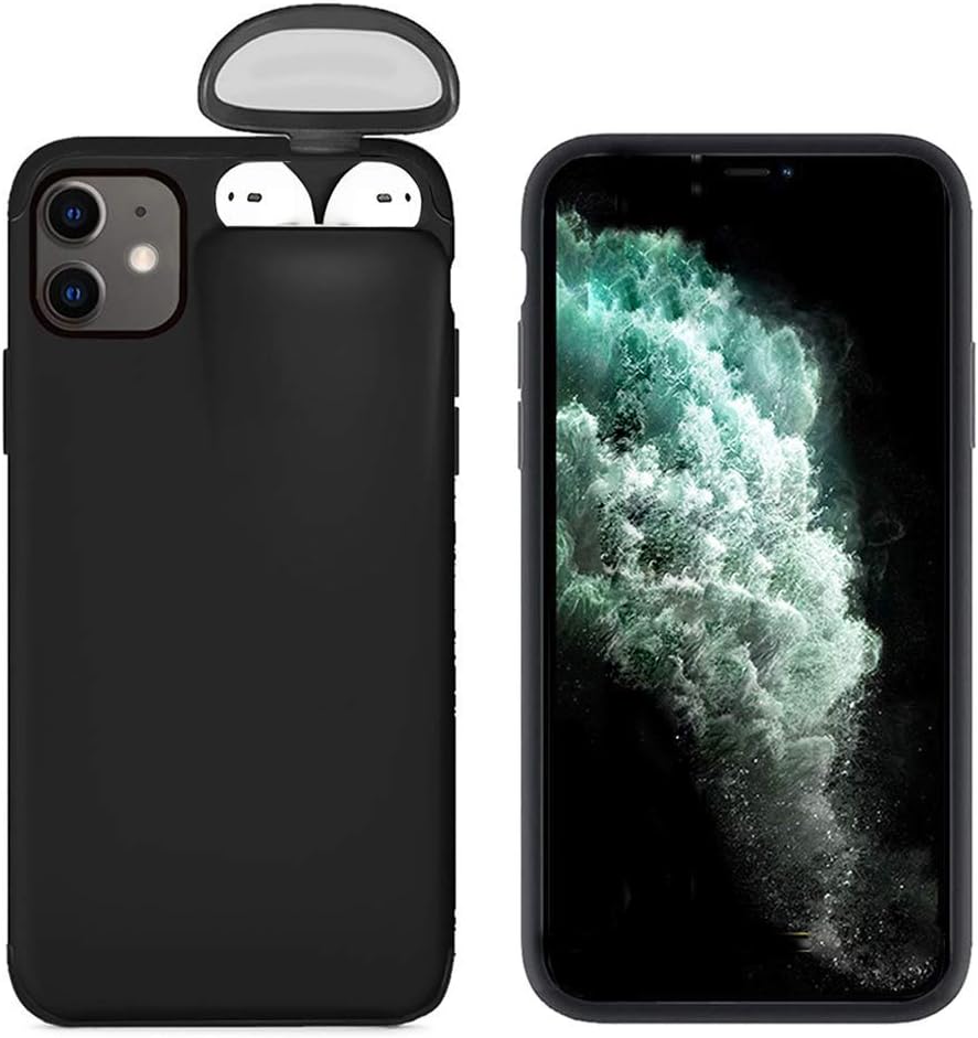 2 in 1 Case Ultra Slim Protective Cover Compatible with iPhone 11 Pro Max and for Airpods,Liquid Silicone Gel Rubber…