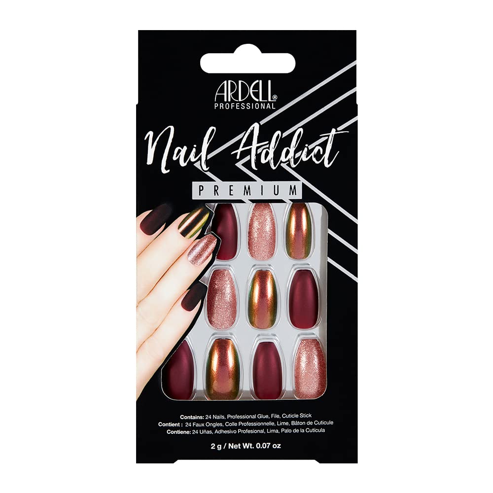 Ardell Nail Addict Premium Artificial Nail Set, Red Cateye