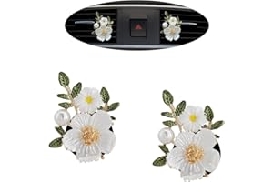 ORIESSE Flower Car Accessories,2pcs White Daisy Bouquet Air Freshener Vent Clips,Car Interior DashBoard Decorations Aesthetics for Women,Refillable Aroma Diffuser