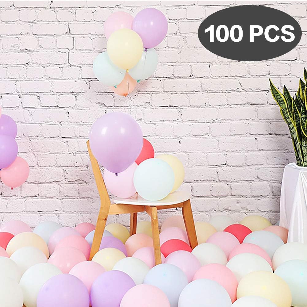 EXTSUD Pastel Party Balloons, 10 Inch Macaron Pastel Color Latex Balloon for Birthday Party Decoration Baby Shower Supplies Wedding Ceremony Gratulation Party (100 Pcs)