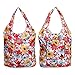 b.m.c BMC Mixed Design Washable Foldable Wallet Style Nylon Reusable Grocery Bags Tote - (Floral Fun) Set of 3