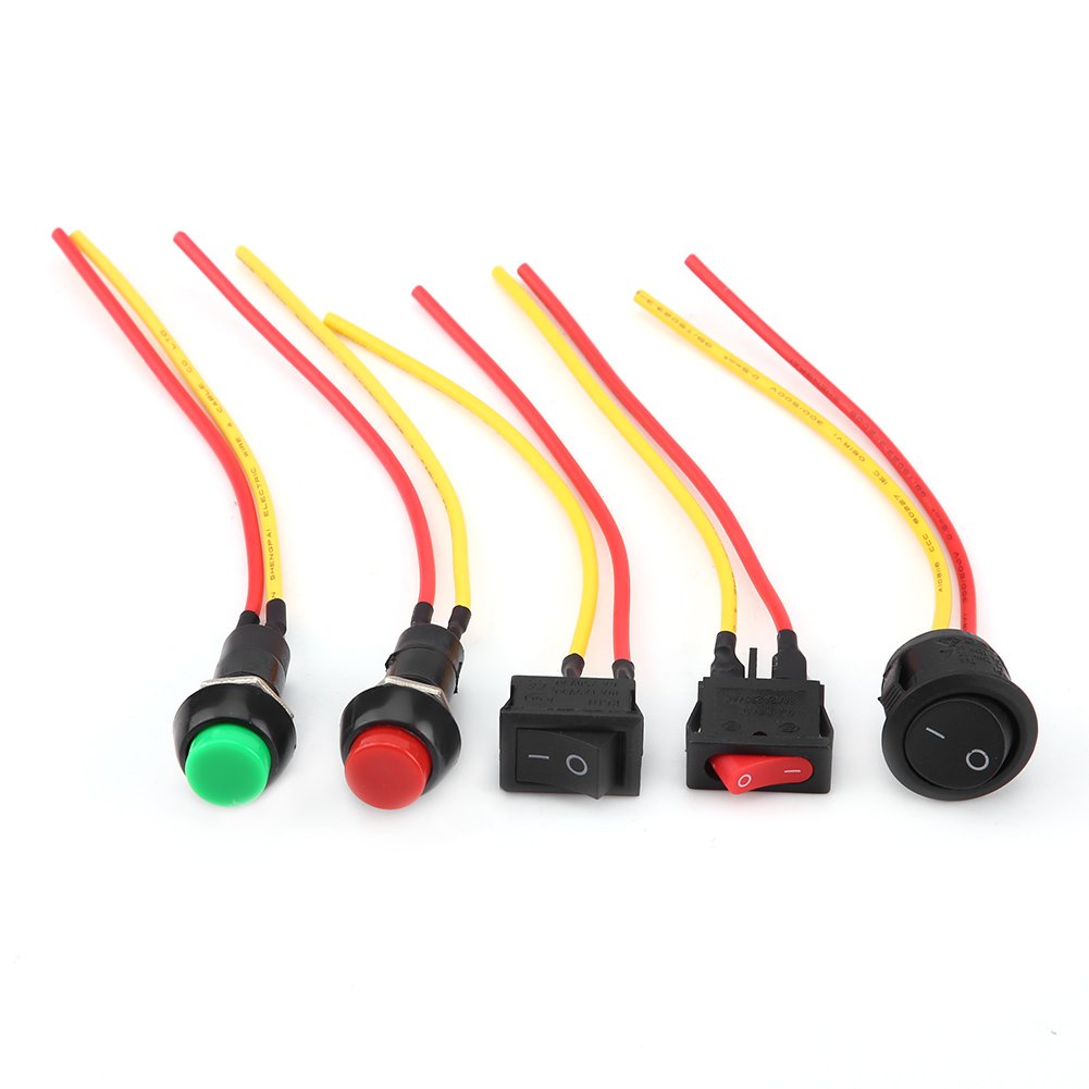 SPST On/Off Switch, 5Pcs AC 6A/10A 250V Universal Motorcycle Rocker Switch Toggle Switch PST On/Off Switch Snap in Rocker Switch for Motorcycle, Electric Scooter and Boat car switch